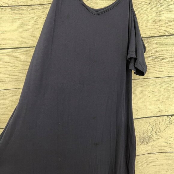 Thanth Navy Cold-Shoulder Maxi Dress With Spaghetti Straps, Size L - Picture 5 of 5